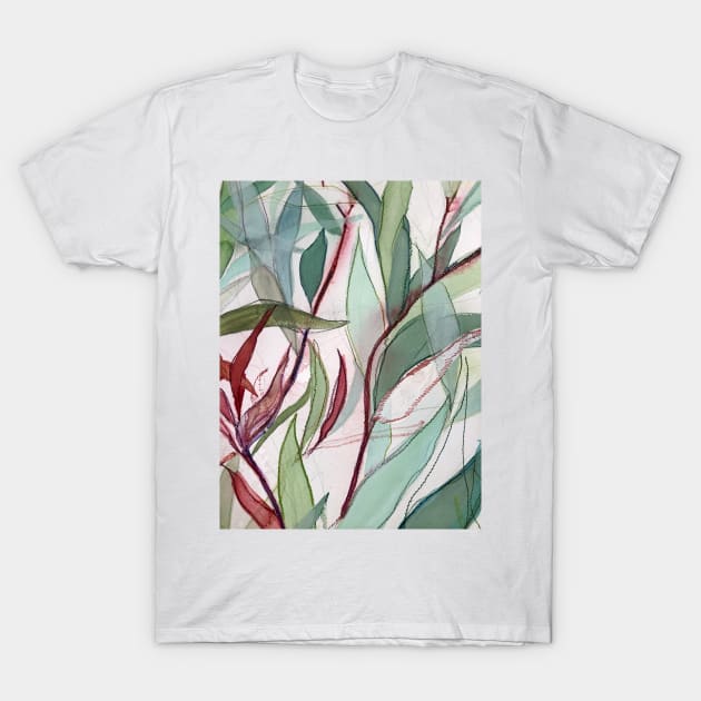 Watercolour Gum Leaves Pattern by Leah Gay T-Shirt by leahgay